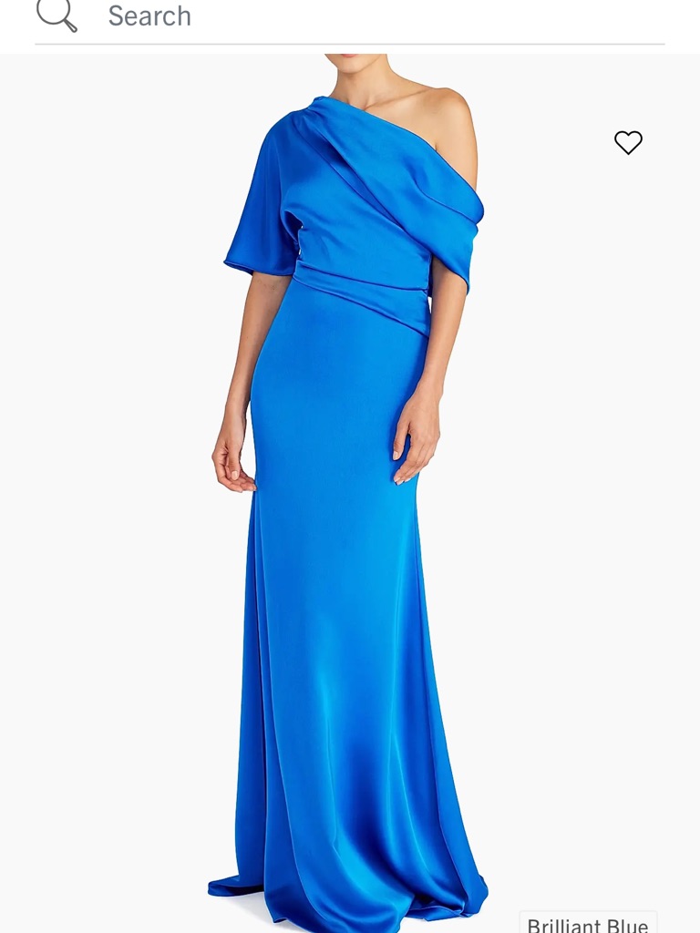 Theia Remi Draped Satin One-Shoulder Gown